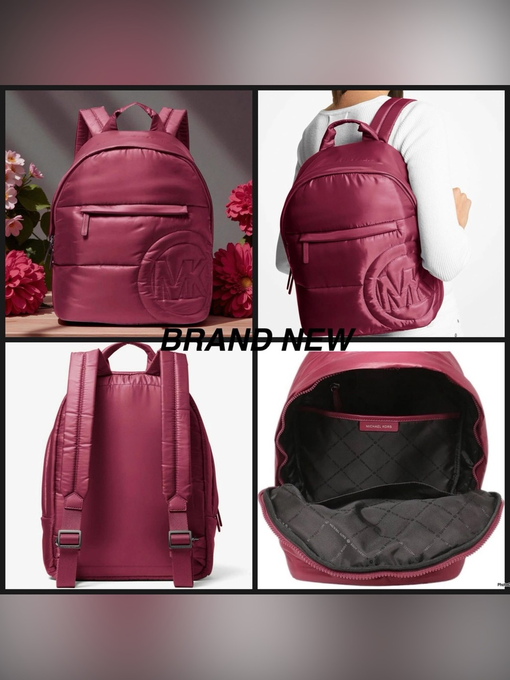NWT Michael Kors Quilted Burgundy Backpack